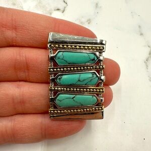 Lia Sophia Turquiose Silvertone Pendant - Natural Stone